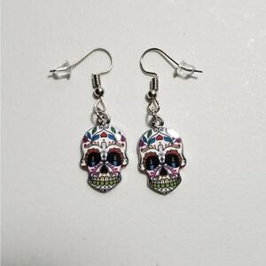 Handmade Halloween Day of the Dead Dia De Muertos candy skull earrings